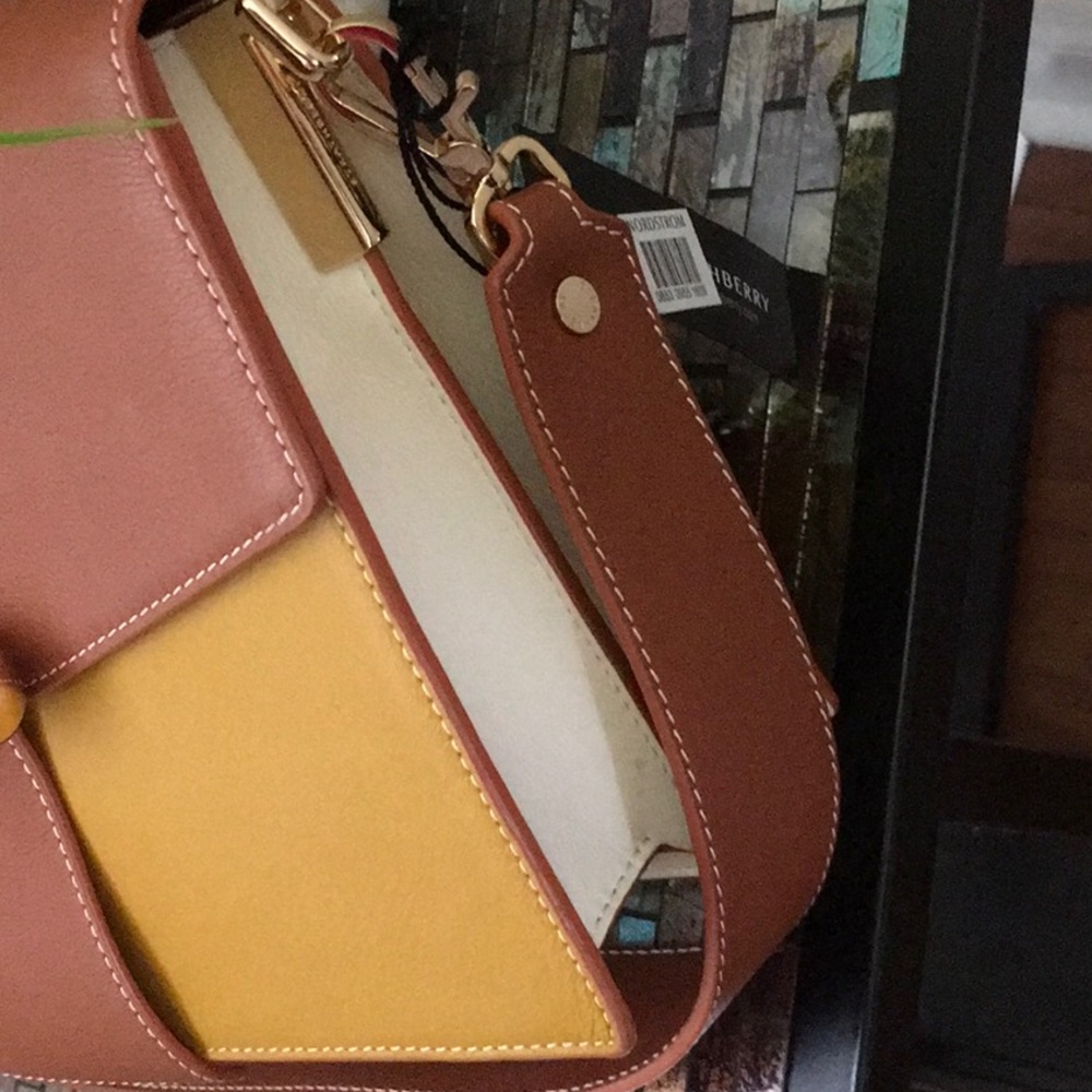 Strathberry Tricolor Crescent Colorblock Leather Shoulder Bag - Picture 12 of 16